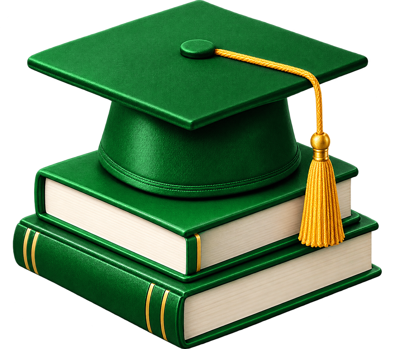 Graduation cap and books
